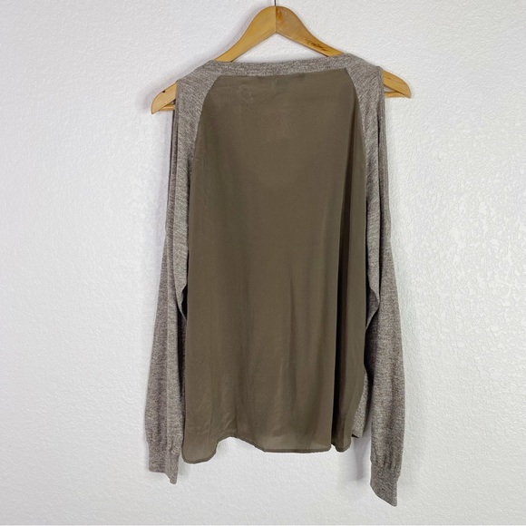 French Connection Brown Cotton Silk Cold Shoulder Top - Picture 9 of 9